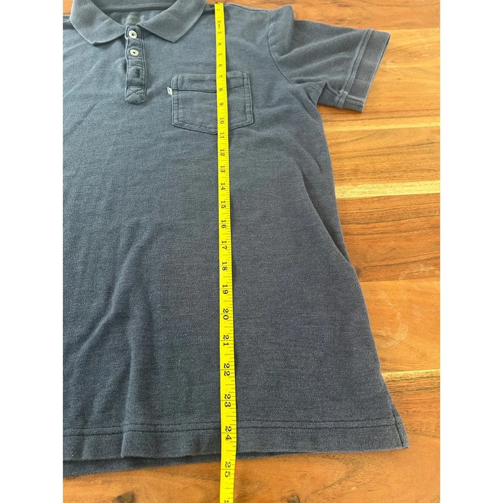 Levis Mens Small Navy Blue Pique Short Sleeve Pocket Polo Shirt Cotton Blend